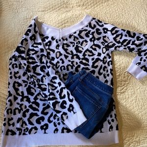 EUC White leopard print sweater